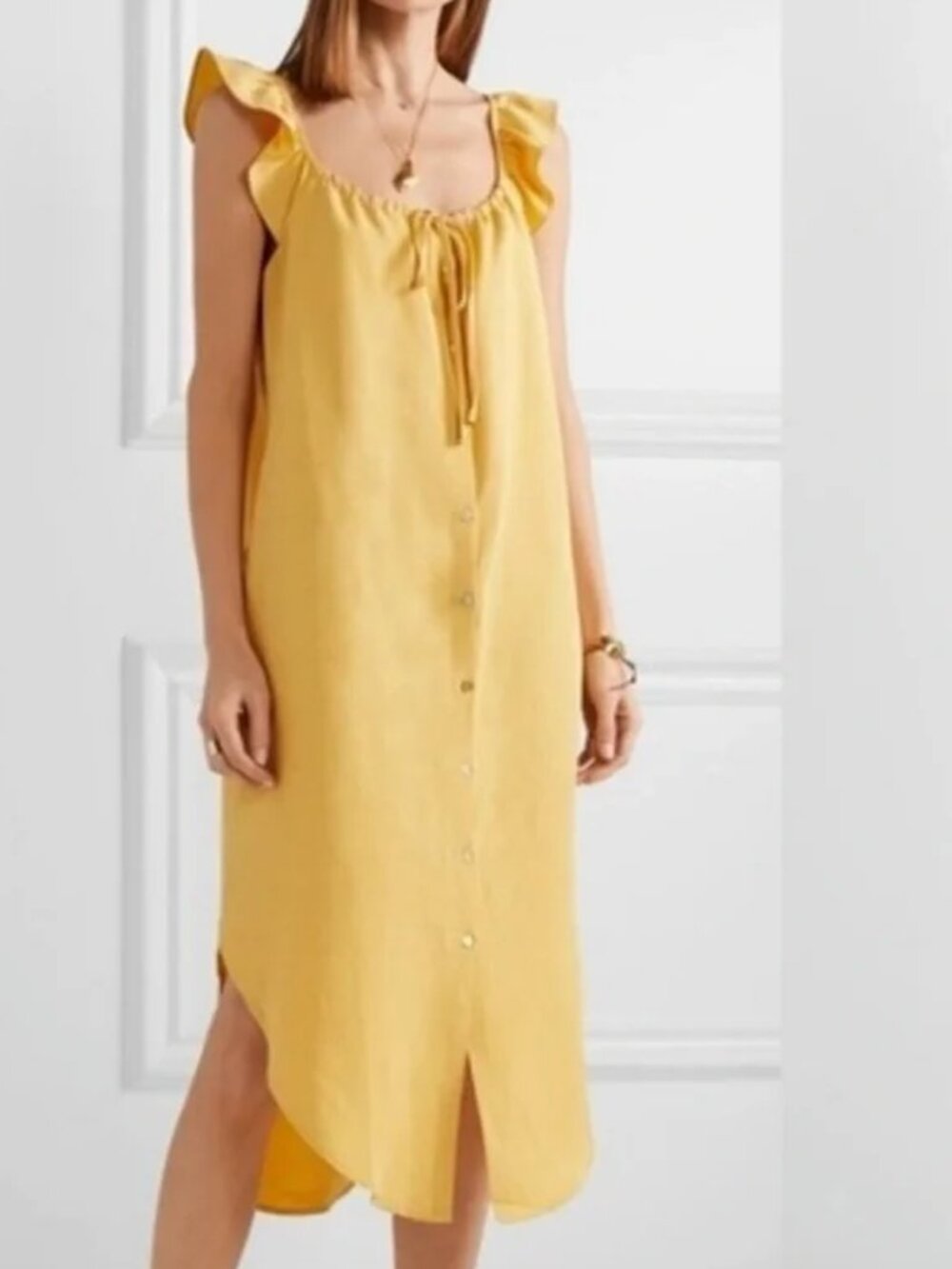 NWT Hatch Maternity Jenna Linen Dress Sunflower Yellow Sz 0/2